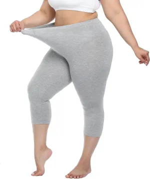 Cheapestbuy Women's Plus Size Capri Leggings Lightweight Soft Crop Leggings Basic Capris Yoga Pants