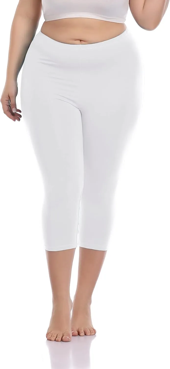 Cheapestbuy Women's Plus Size Capri Leggings Lightweight Soft Crop Leggings Basic Capris Yoga Pants