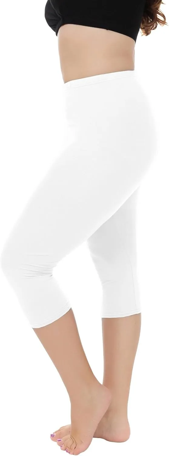 Cheapestbuy Women's Plus Size Capri Leggings Lightweight Soft Crop Leggings Basic Capris Yoga Pants