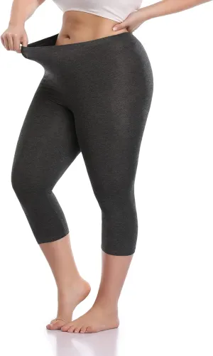 Cheapestbuy Women's Plus Size Capri Leggings Lightweight Soft Crop Leggings Basic Capris Yoga Pants