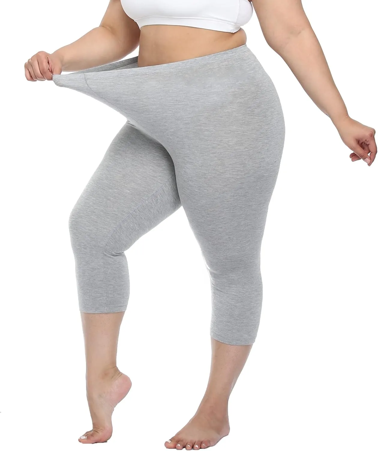 Cheapestbuy Women's Plus Size Capri Leggings Lightweight Soft Crop Leggings Basic Capris Yoga Pants