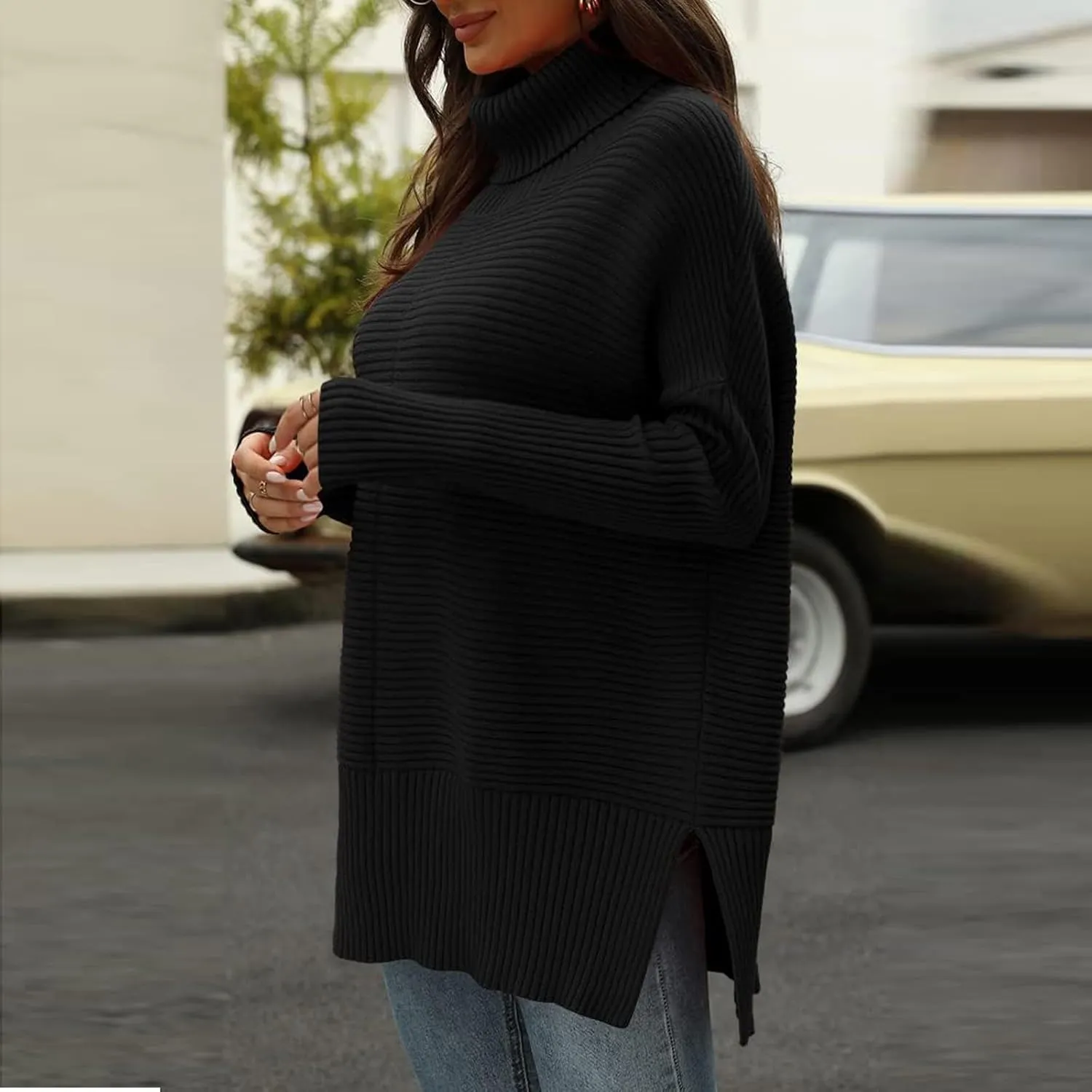 ChicCrate Women's Oversized Turtleneck Sweaters Casual Long Sleeve Tunic Sweater Chunky Knit Pullover Tops Blouse
