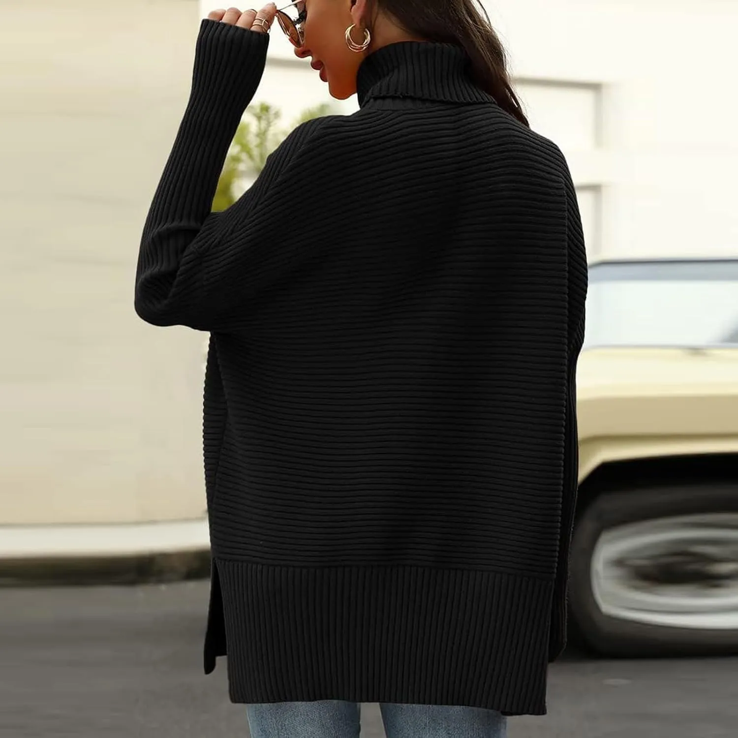 ChicCrate Women's Oversized Turtleneck Sweaters Casual Long Sleeve Tunic Sweater Chunky Knit Pullover Tops Blouse