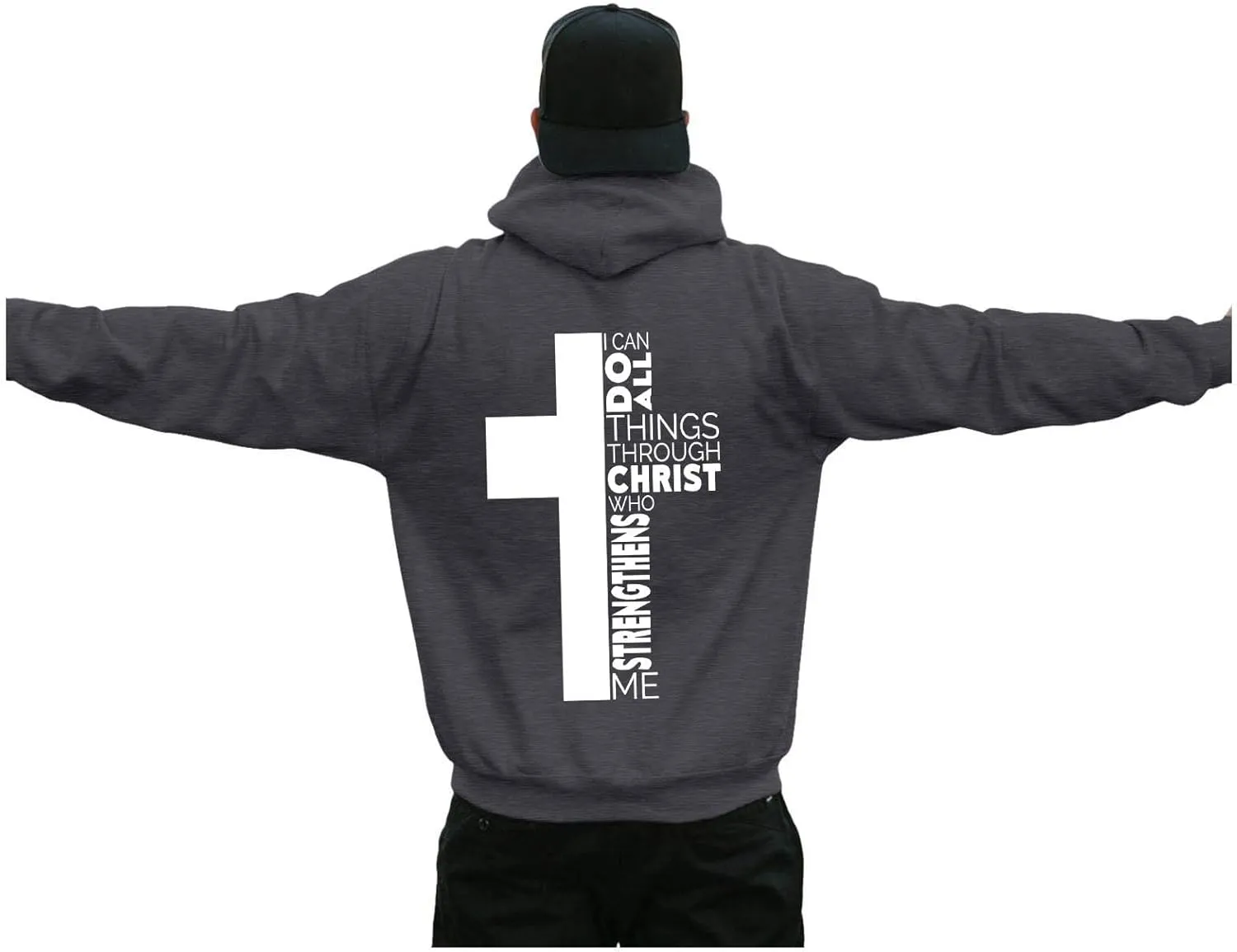 Christian Hoodies for Men Cross Graphic Long Sleeve Pullovers Hoodie Oversized Comfort Fleece Shirts with Pockets