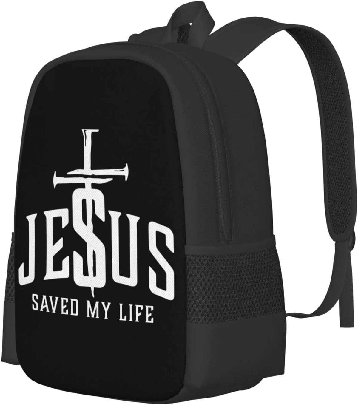 Christian Jesus Saved My Life Cross Backpack Lightweight Large Capacity Laptop Backpack Travel Backpacks for Unisex
