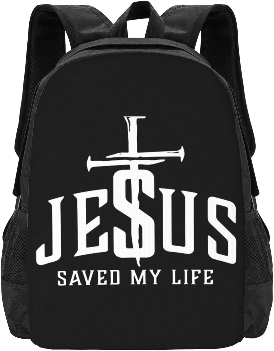Christian Jesus Saved My Life Cross Backpack Lightweight Large Capacity Laptop Backpack Travel Backpacks for Unisex