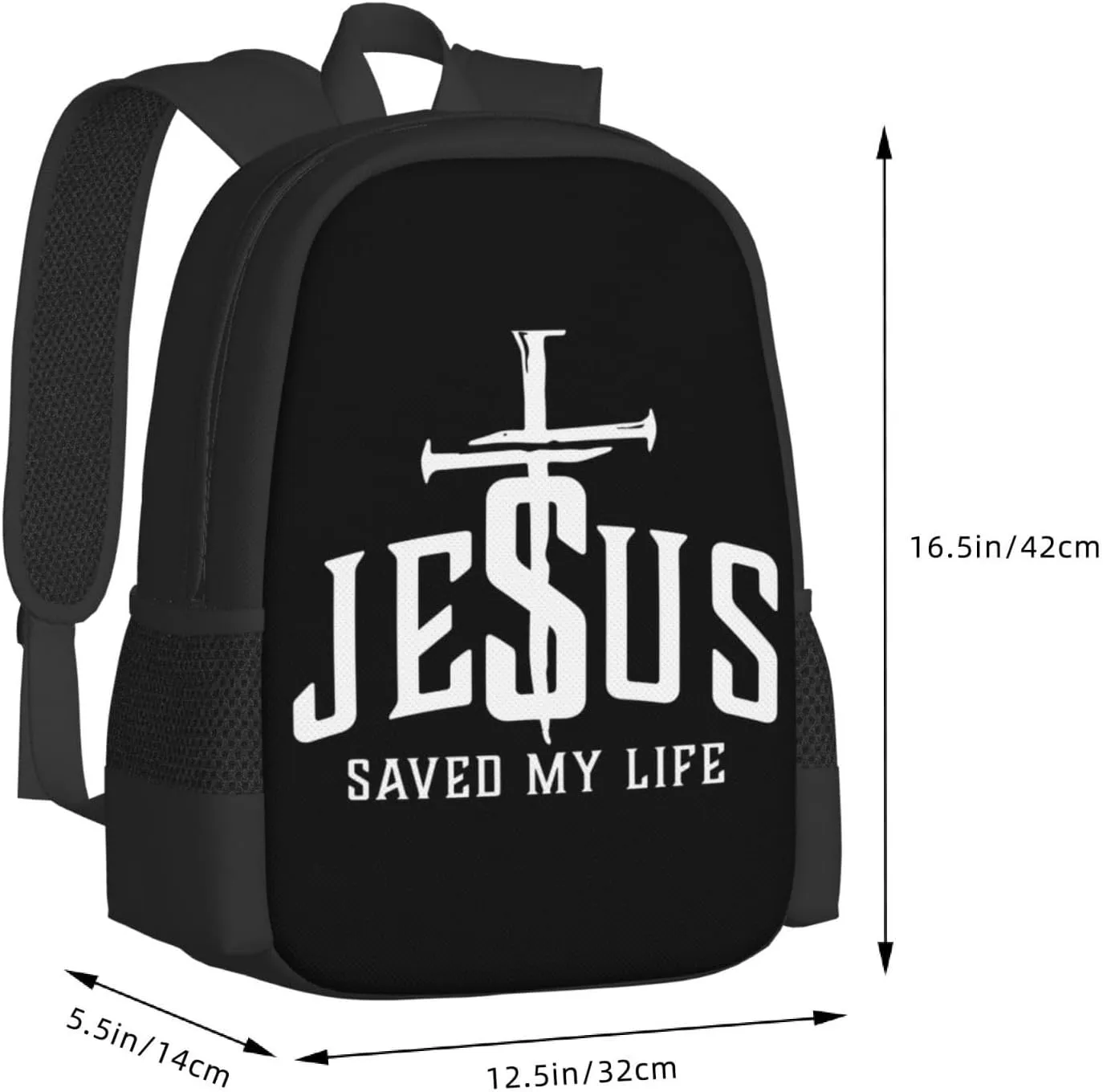 Christian Jesus Saved My Life Cross Backpack Lightweight Large Capacity Laptop Backpack Travel Backpacks for Unisex