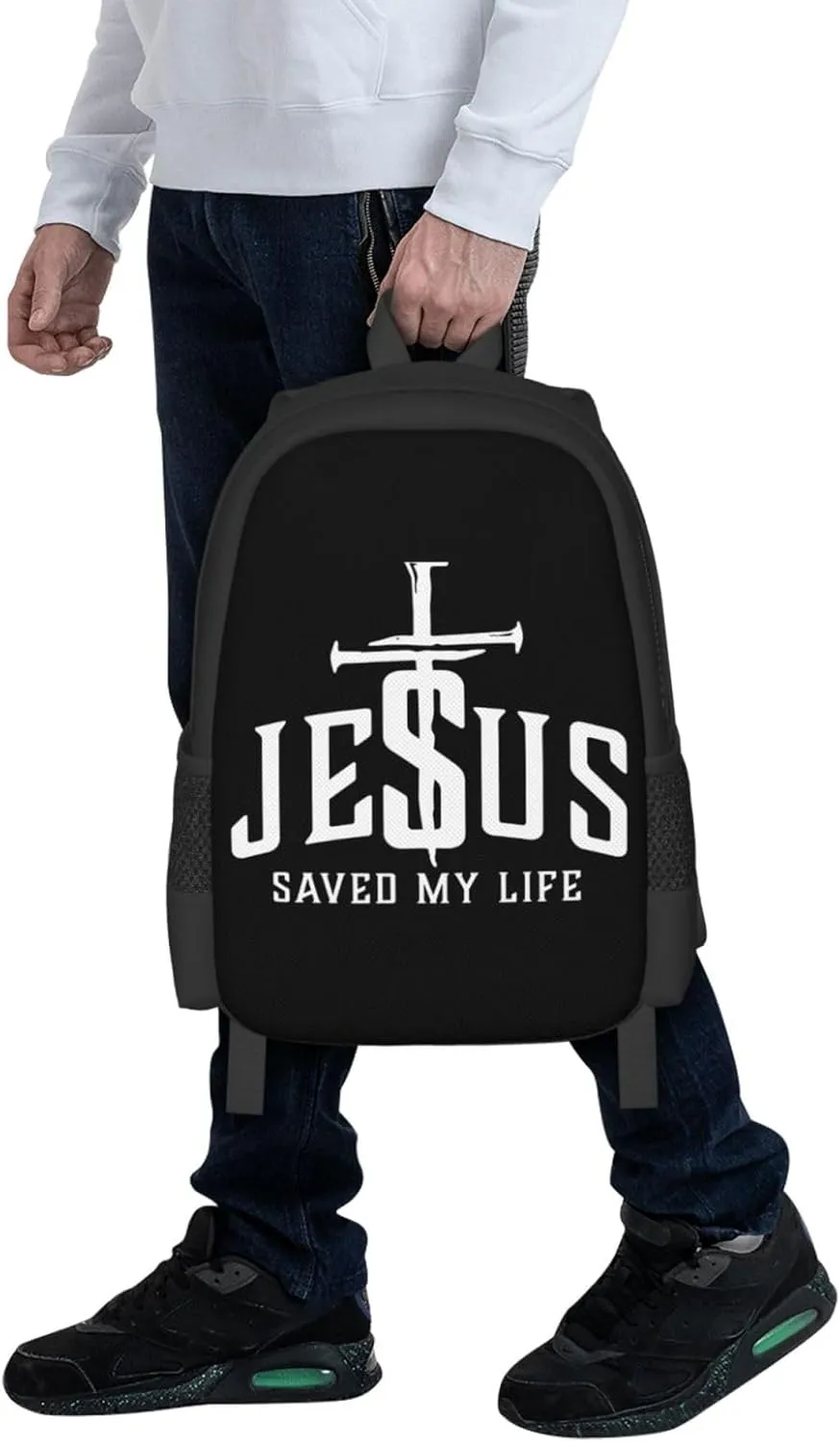 Christian Jesus Saved My Life Cross Backpack Lightweight Large Capacity Laptop Backpack Travel Backpacks for Unisex