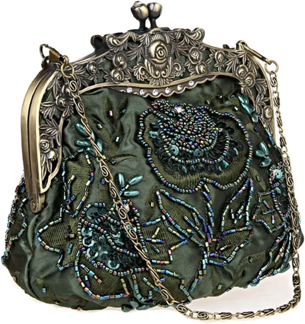 Clutch Purses for Women Elegant Green Beaded Mini Handbag Clutch for Women Perfect for Weddings and Evening Events