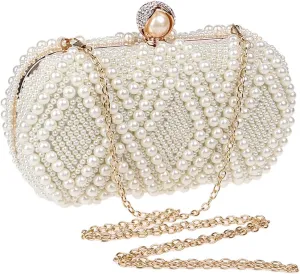 Clutch Purses for Women Handmade Pearl Beaded Clutch Bag Crossbody Evening Purse for Women Fashionable Dinner Party Accessory