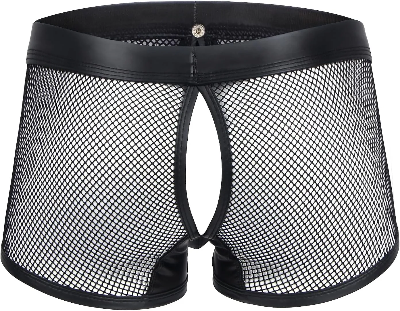 comeondear Mens Sexy Underwear Shorts Pants with Removable Pouch See Through Lace Boxer Briefs Erotic Gay Underwear for Men Cumdump Clubwear Black