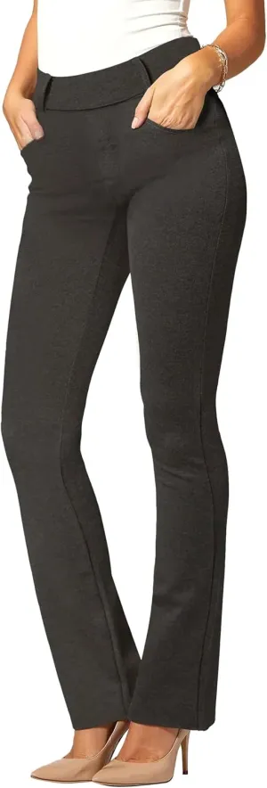 Conceited Dress Pants for Women with Pockets - Stretch Ponte Fabric - Wear to Work - Tummy Control (Available in Plus Size)