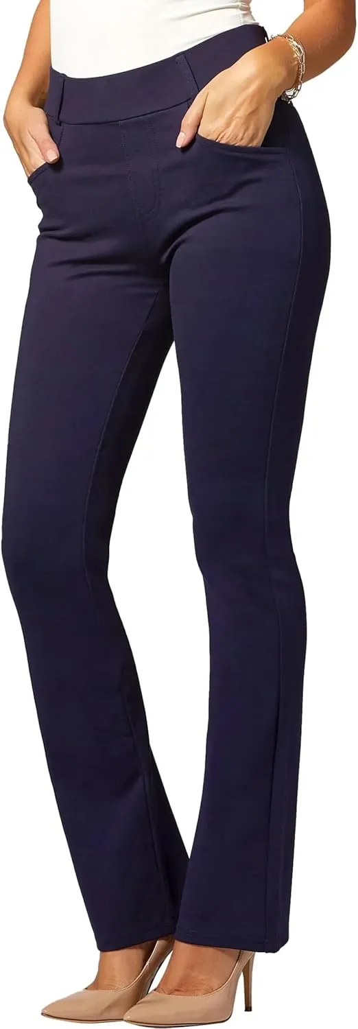 Conceited Dress Pants for Women with Pockets - Stretch Ponte Fabric - Wear to Work - Tummy Control (Available in Plus Size)
