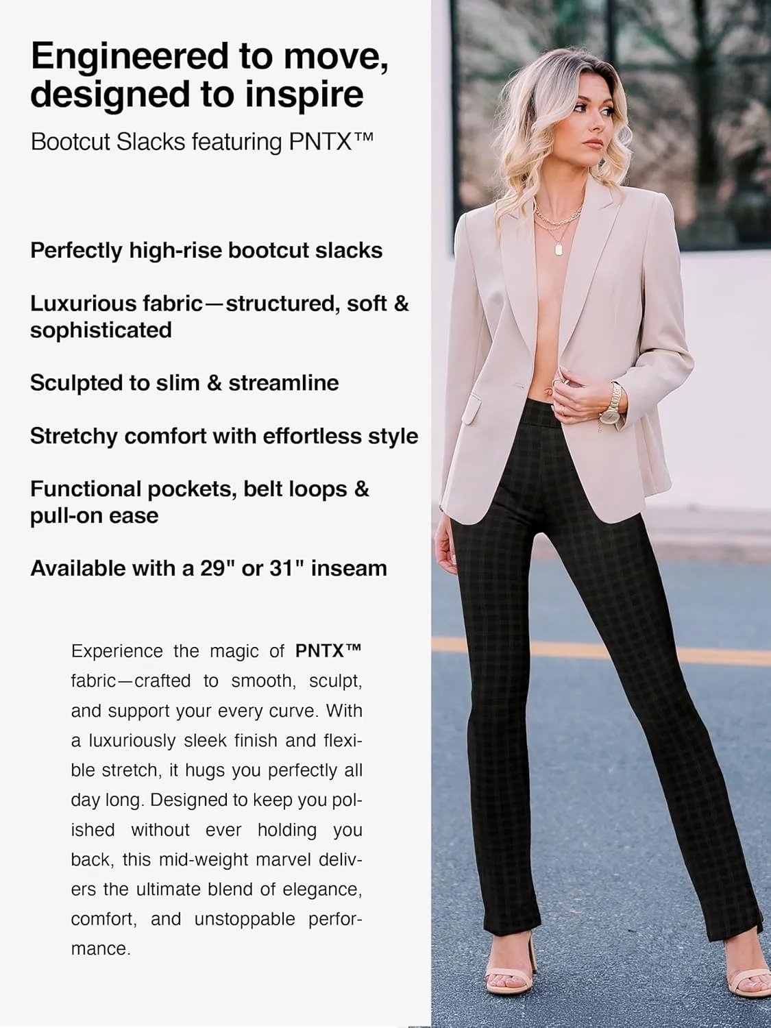 Conceited Dress Pants for Women with Pockets - Stretch Ponte Fabric - Wear to Work - Tummy Control (Available in Plus Size)