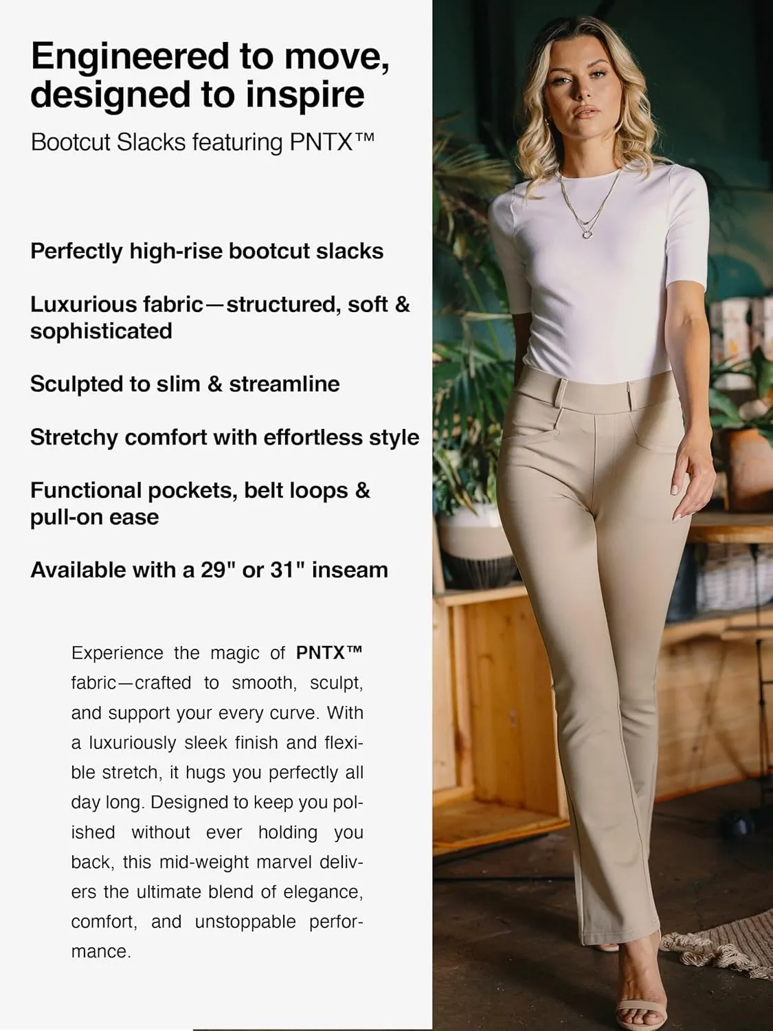Conceited Dress Pants for Women with Pockets - Stretch Ponte Fabric - Wear to Work - Tummy Control (Available in Plus Size)