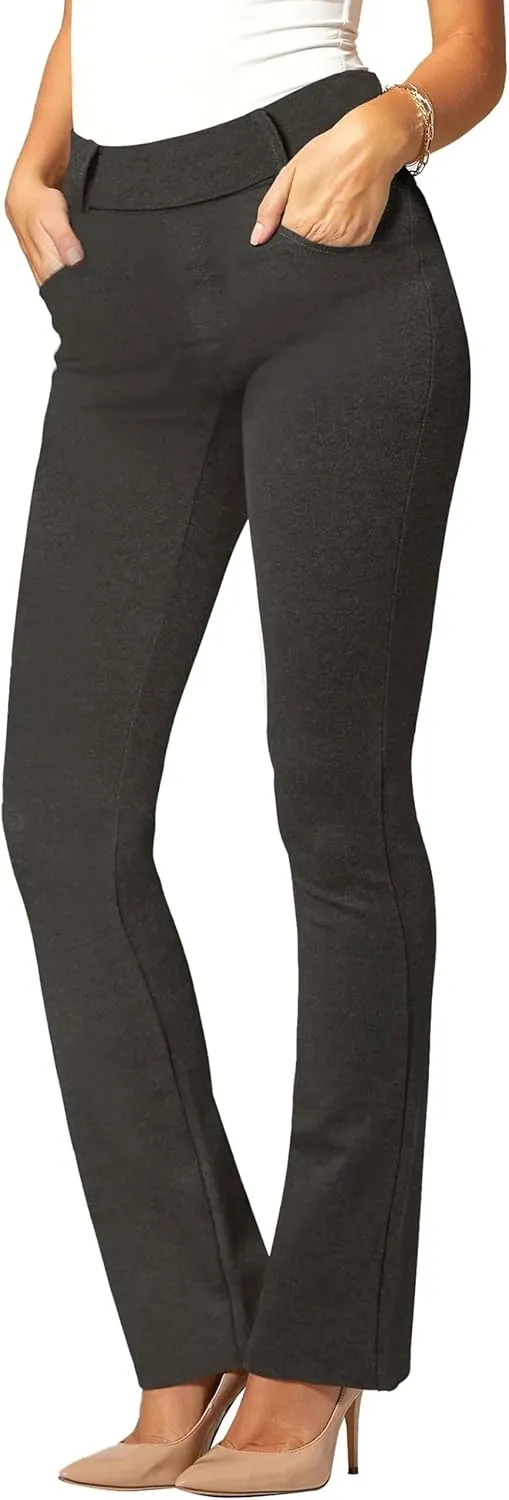 Conceited Dress Pants for Women with Pockets - Stretch Ponte Fabric - Wear to Work - Tummy Control (Available in Plus Size)