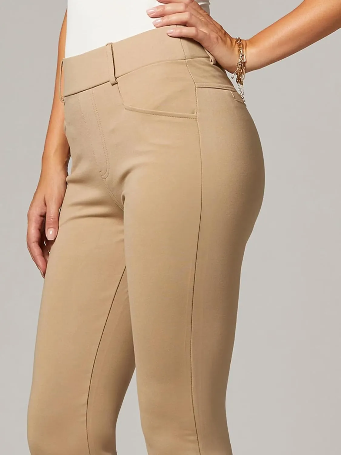 Conceited Dress Pants for Women with Pockets - Stretch Ponte Fabric - Wear to Work - Tummy Control (Available in Plus Size)