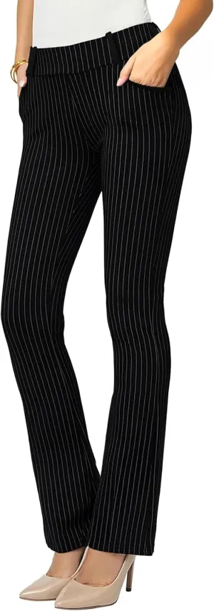 Conceited Dress Pants for Women with Pockets - Stretch Ponte Fabric - Wear to Work - Tummy Control (Available in Plus Size)