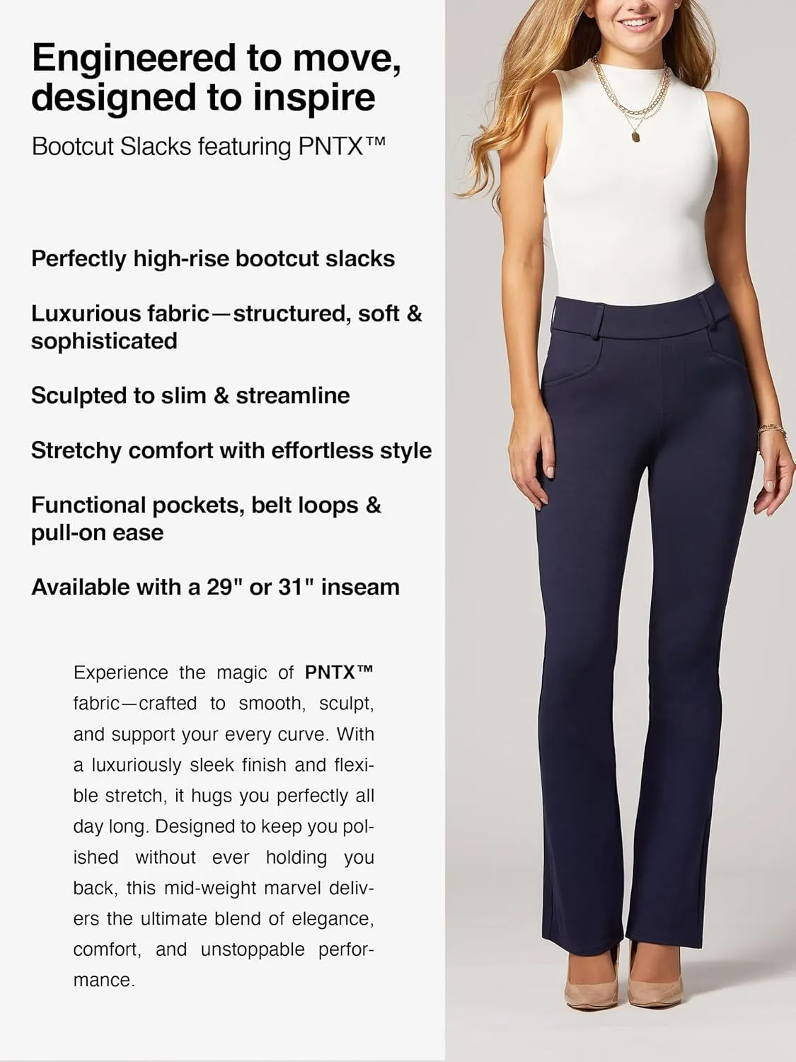 Conceited Dress Pants for Women with Pockets - Stretch Ponte Fabric - Wear to Work - Tummy Control (Available in Plus Size)