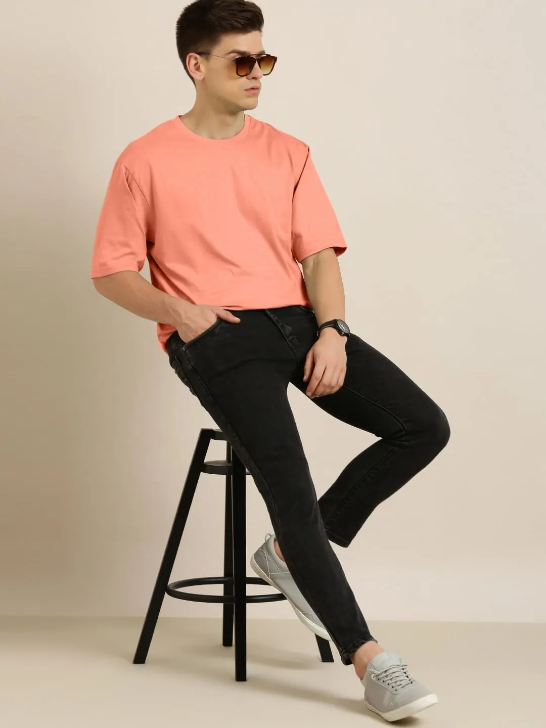 Cotton Half Sleeve Oversized T-Shirts for Men | Drop Shoulder Mens Oversized T-Shirts | Comfortable Gym T-Shirt