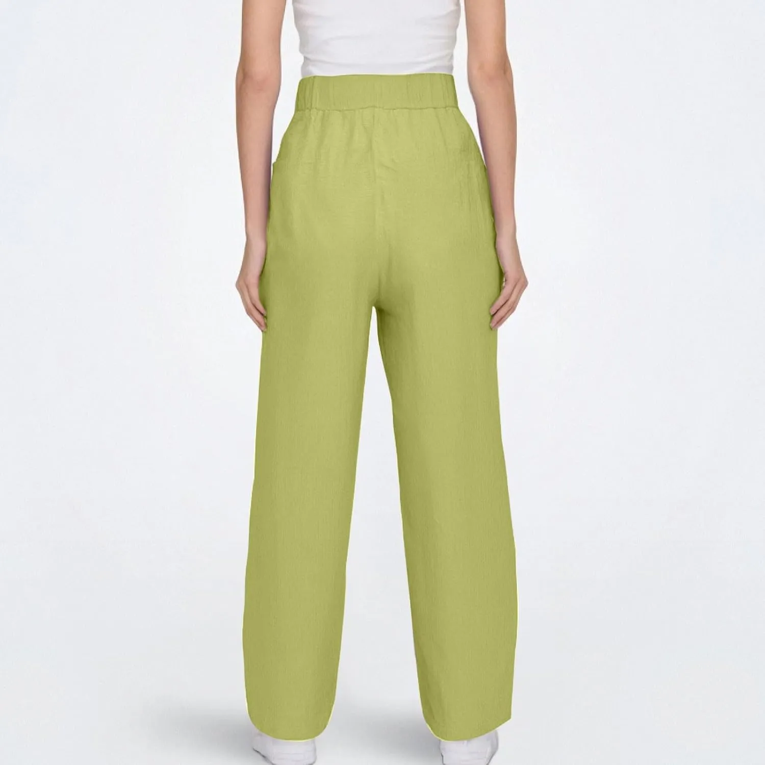 Cotton Linen Wide Leg Pants Woman Plus Size Baggy Lightweight Summer Pants High Waisted Lounge Trousers with Pockets
