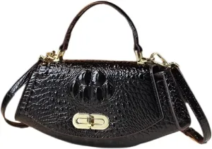 Crocodile Pattern Leather Women's Bag Small Design Saddle Purse Top Handle Satchel Crossbody Handbag Shoulder Messenger Bags