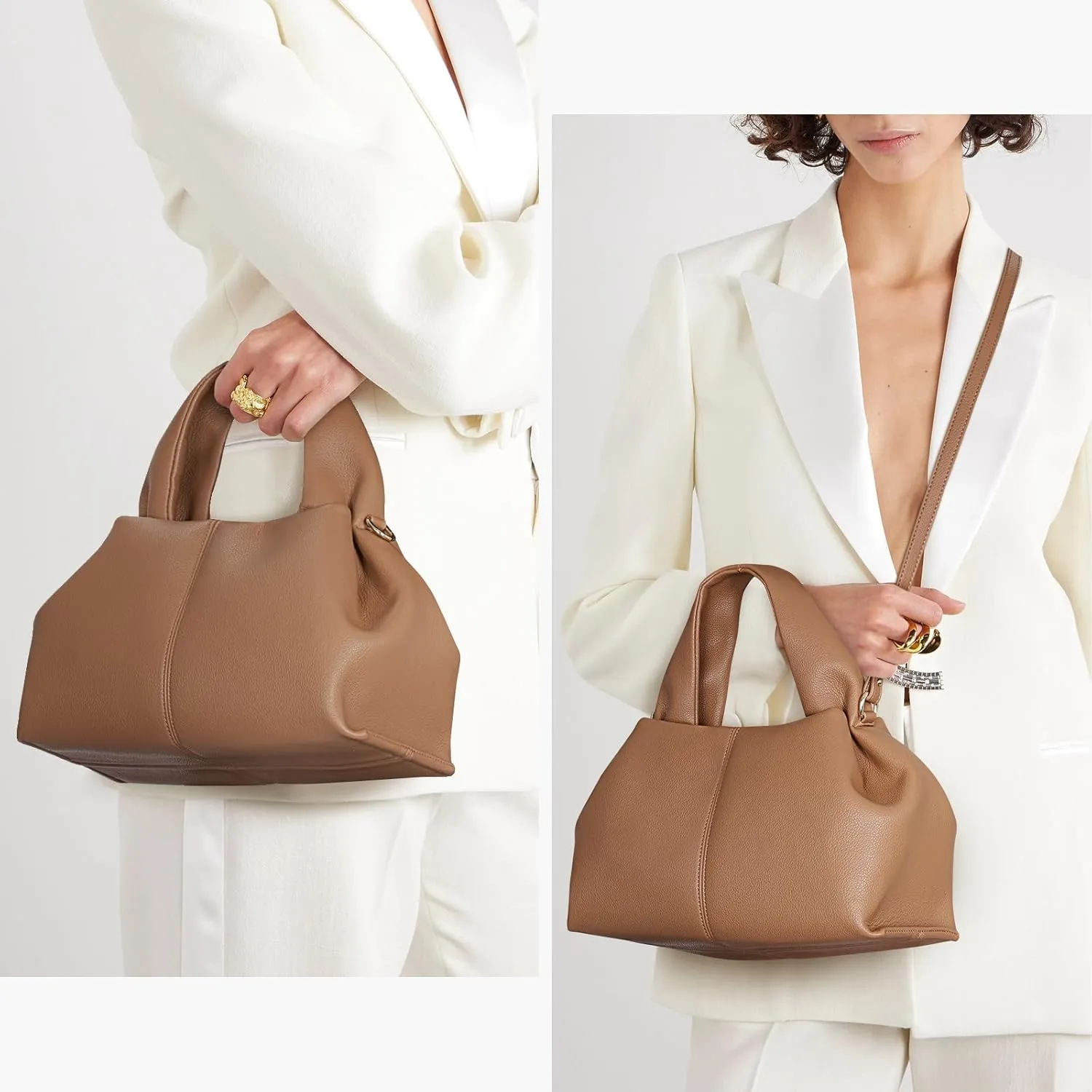 Crossbody Satchel Handbag for Women Shoulder Clutch Purse Dumpling Cloud Style Genuine Leather Bags for Daily Outfits