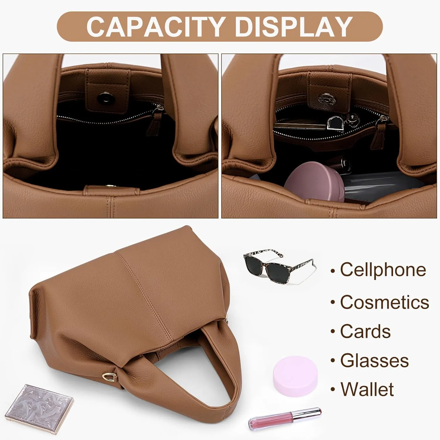 Crossbody Satchel Handbag for Women Shoulder Clutch Purse Dumpling Cloud Style Genuine Leather Bags for Daily Outfits