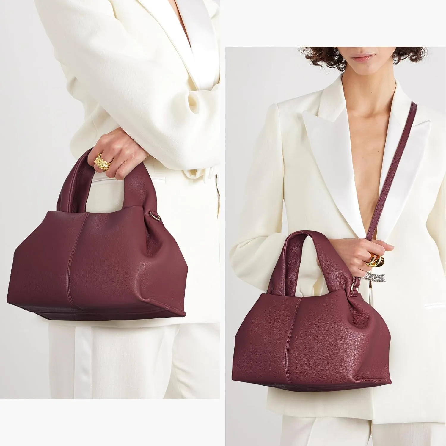 Crossbody Satchel Handbag for Women Shoulder Clutch Purse Dumpling Cloud Style Genuine Leather Bags for Daily Outfits