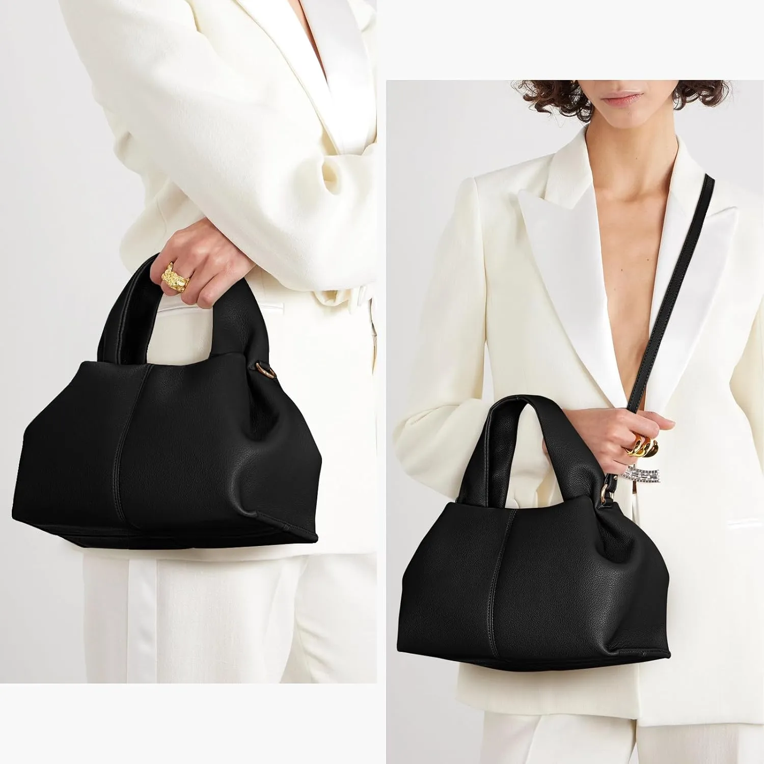 Crossbody Satchel Handbag for Women Shoulder Clutch Purse Dumpling Cloud Style Genuine Leather Bags for Daily Outfits