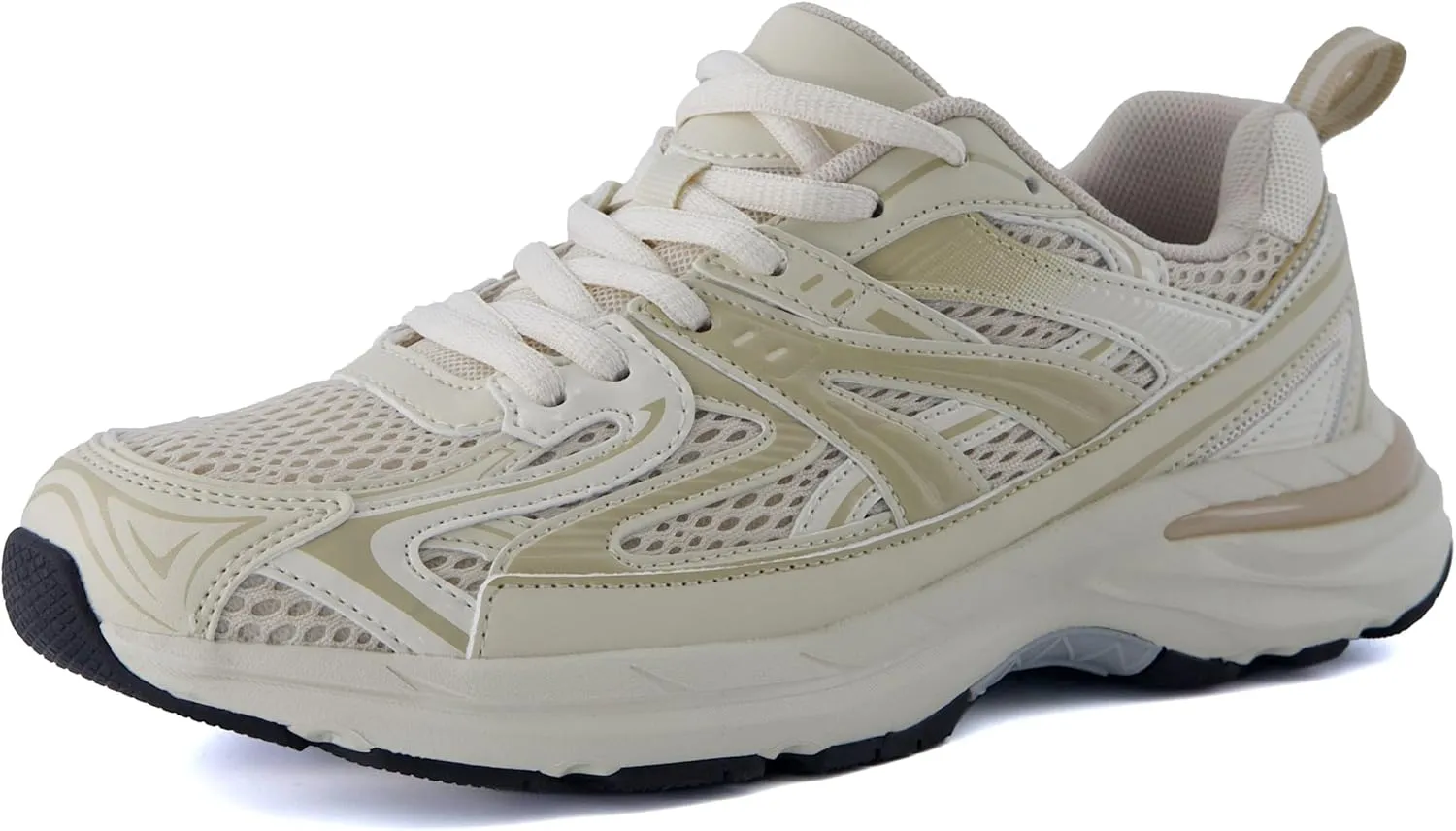 CUSHIONAIRE Sonic Womens Comfortable Casual Walking Sneakers  Fabric & Vegan Leather Lace-Up Trainer   Memory Foam