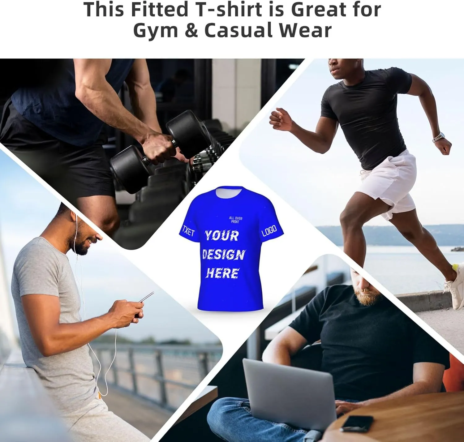Custom T Shirts All Over Print Customized T Shirts Personalized with Business Logo Text Image Funny Gift for Men