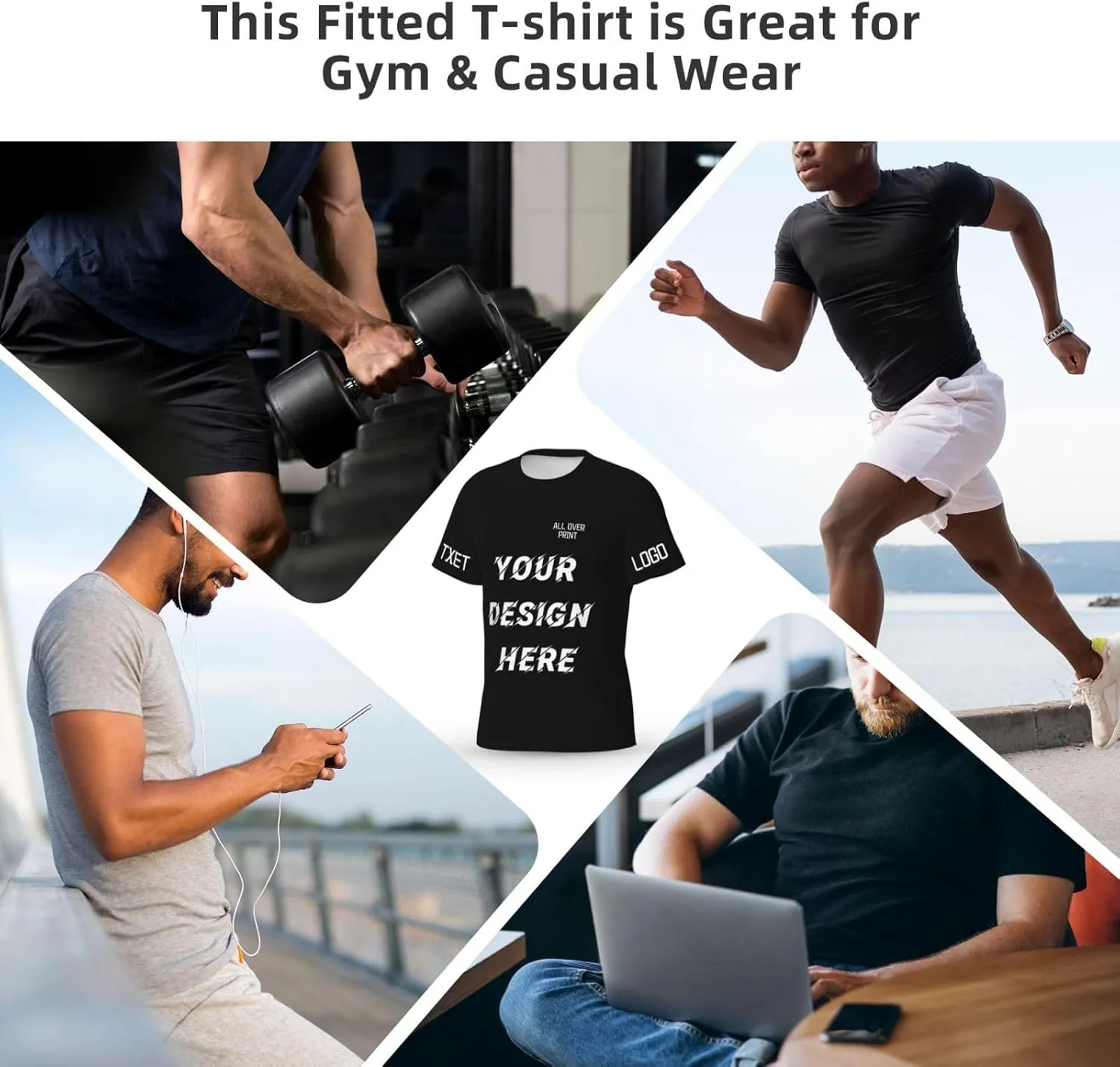 Custom T Shirts All Over Print Customized T Shirts Personalized with Business Logo Text Image Funny Gift for Men