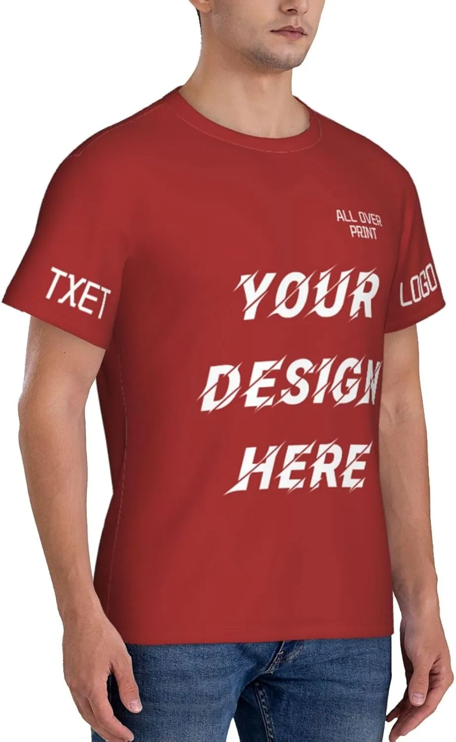 Custom T Shirts All Over Print Customized T Shirts Personalized with Business Logo Text Image Funny Gift for Men