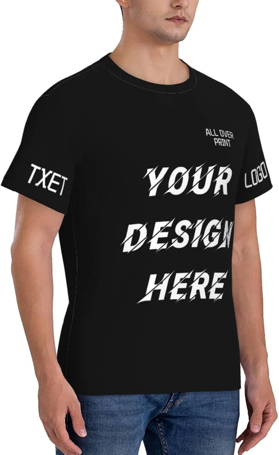 Custom T Shirts All Over Print Customized T Shirts Personalized with Business Logo Text Image Funny Gift for Men