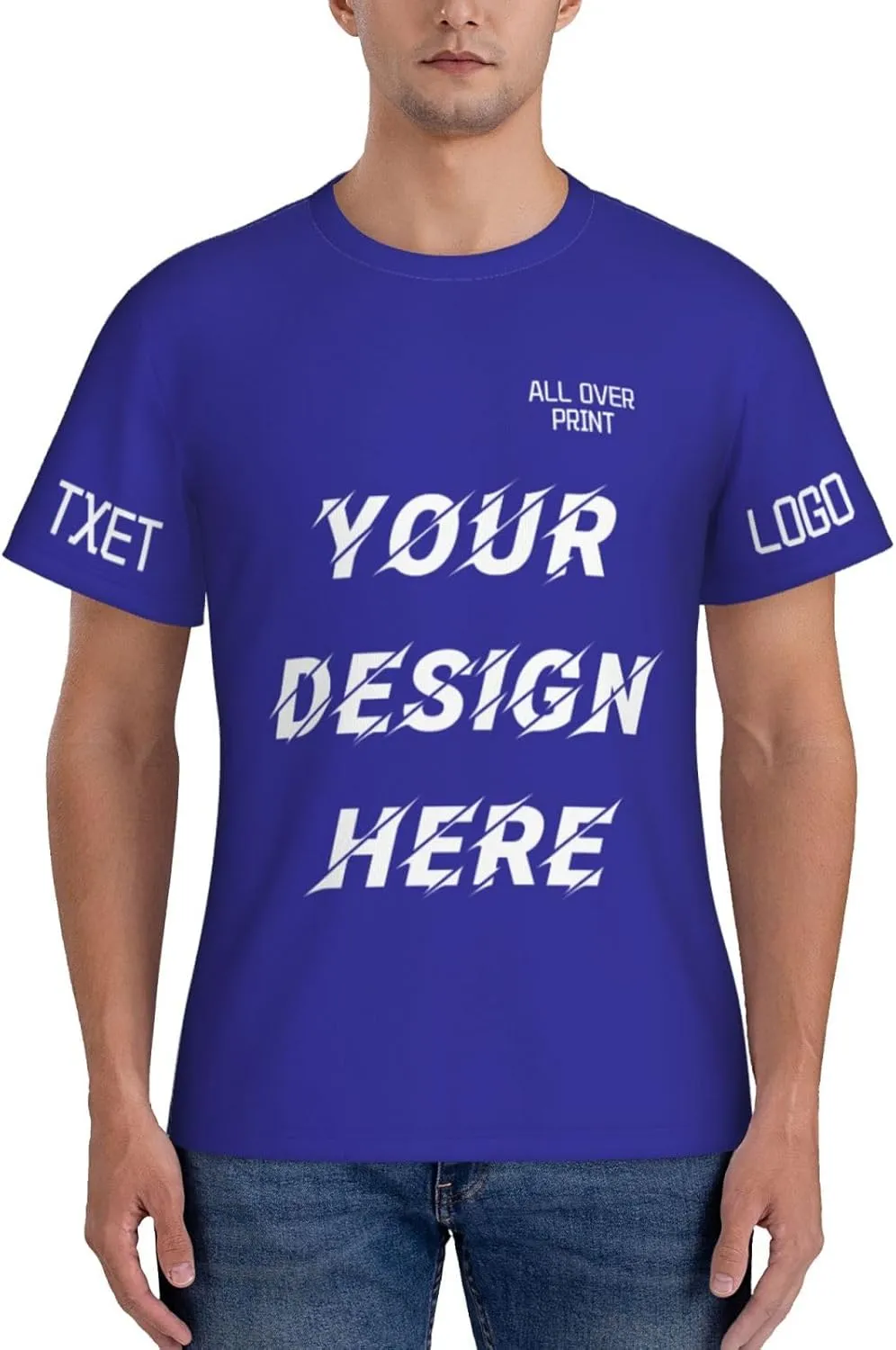 Custom T Shirts All Over Print Customized T Shirts Personalized with Business Logo Text Image Funny Gift for Men