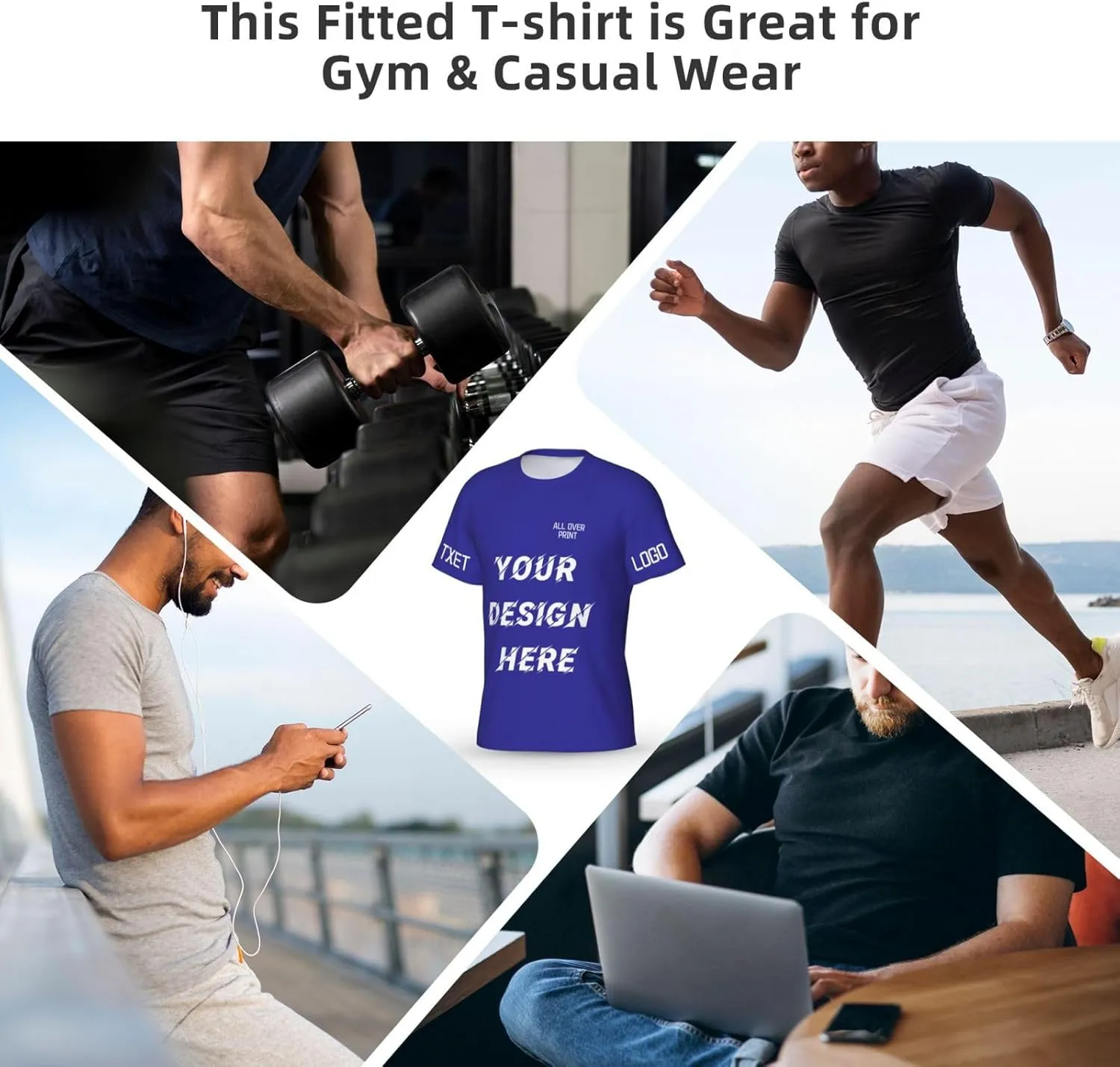 Custom T Shirts All Over Print Customized T Shirts Personalized with Business Logo Text Image Funny Gift for Men