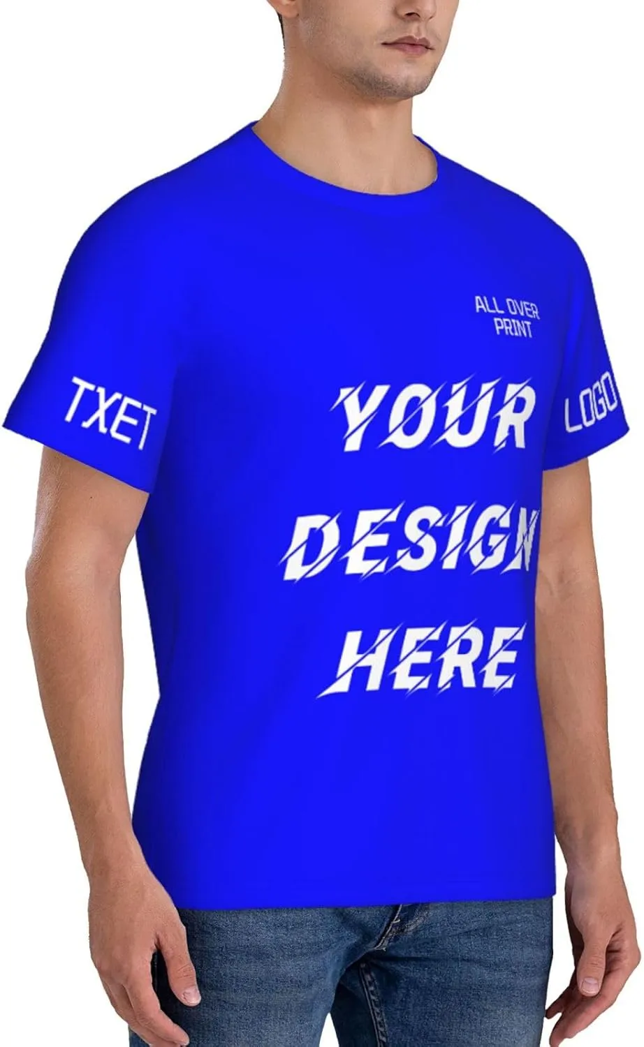Custom T Shirts All Over Print Customized T Shirts Personalized with Business Logo Text Image Funny Gift for Men