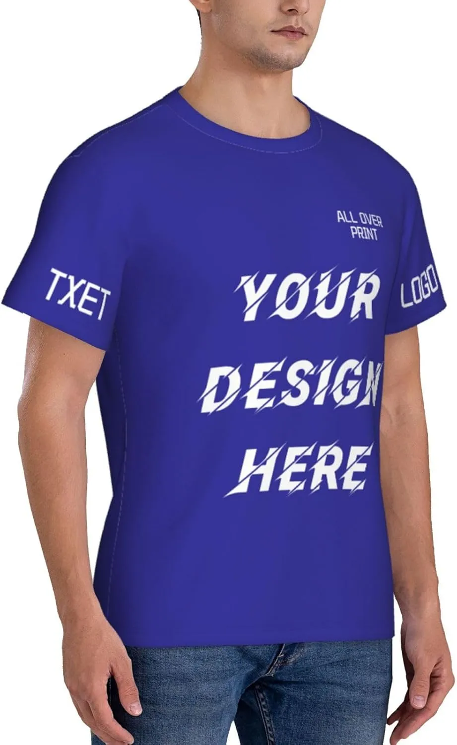 Custom T Shirts All Over Print Customized T Shirts Personalized with Business Logo Text Image Funny Gift for Men