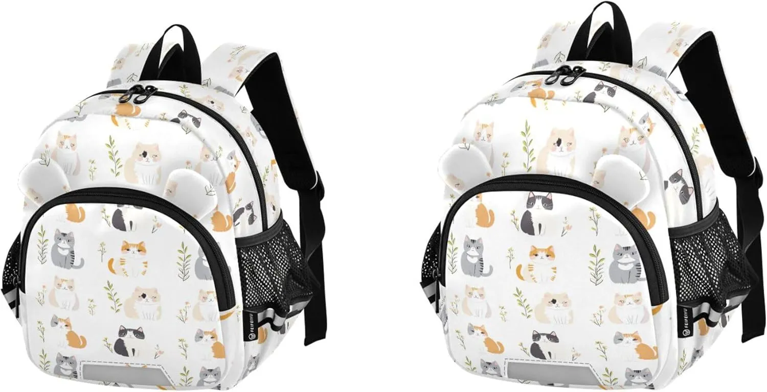 Cute Ears Cute Kid Backpack Leash Cool Girls Anti-Lost Personalized Daycare Bag For Toddle with Reflective Strip S Cute American Curl Cats White
