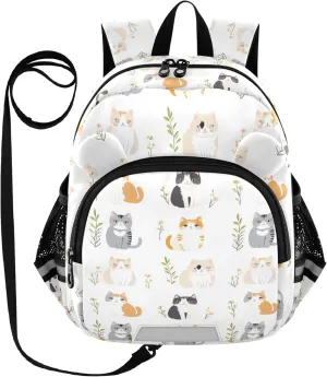 Cute Ears Cute Kid Backpack Leash Cool Girls Anti-Lost Personalized Daycare Bag For Toddle with Reflective Strip S Cute American Curl Cats White
