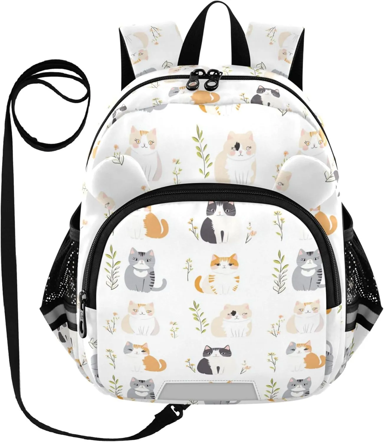 Cute Ears Cute Kid Backpack Leash Cool Girls Anti-Lost Personalized Daycare Bag For Toddle with Reflective Strip S Cute American Curl Cats White