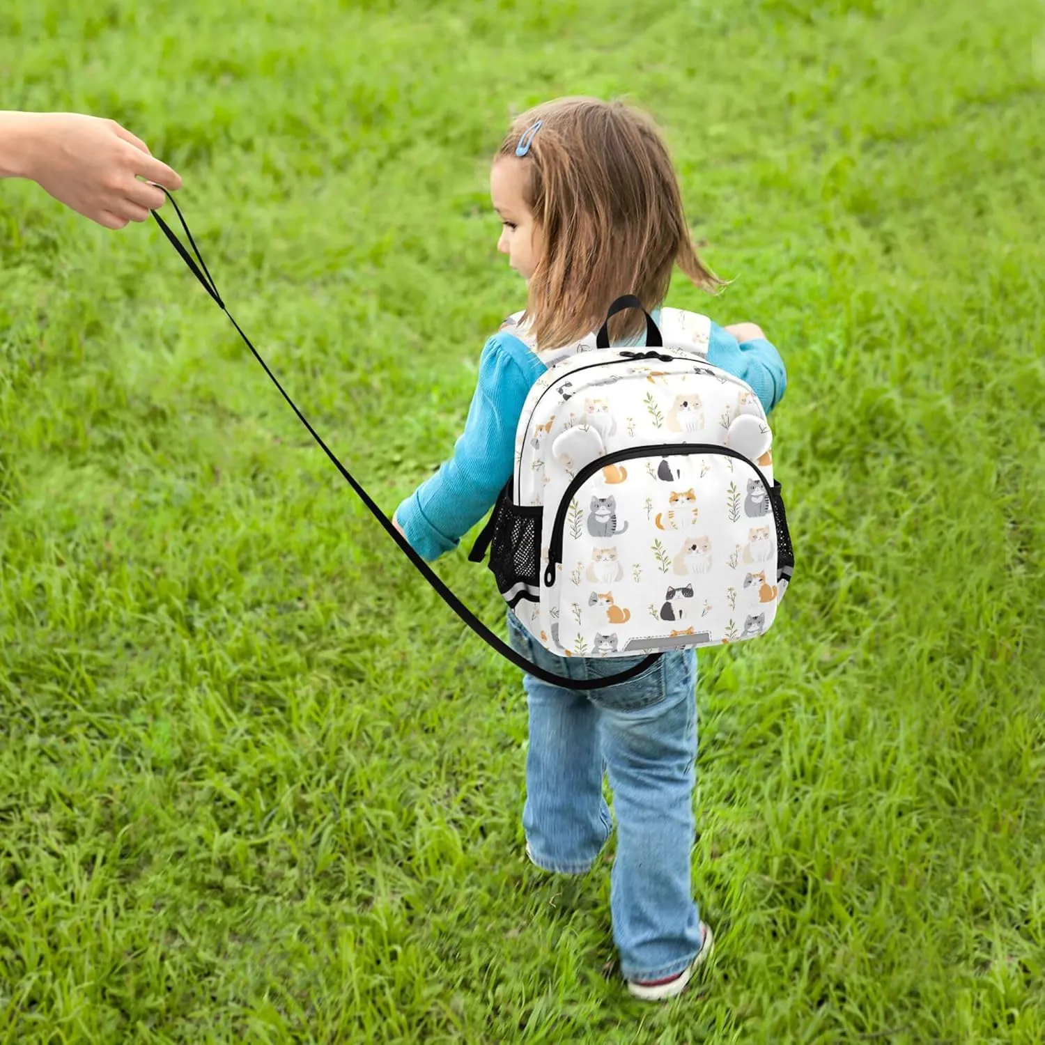 Cute Ears Cute Kid Backpack Leash Cool Girls Anti-Lost Personalized Daycare Bag For Toddle with Reflective Strip S Cute American Curl Cats White