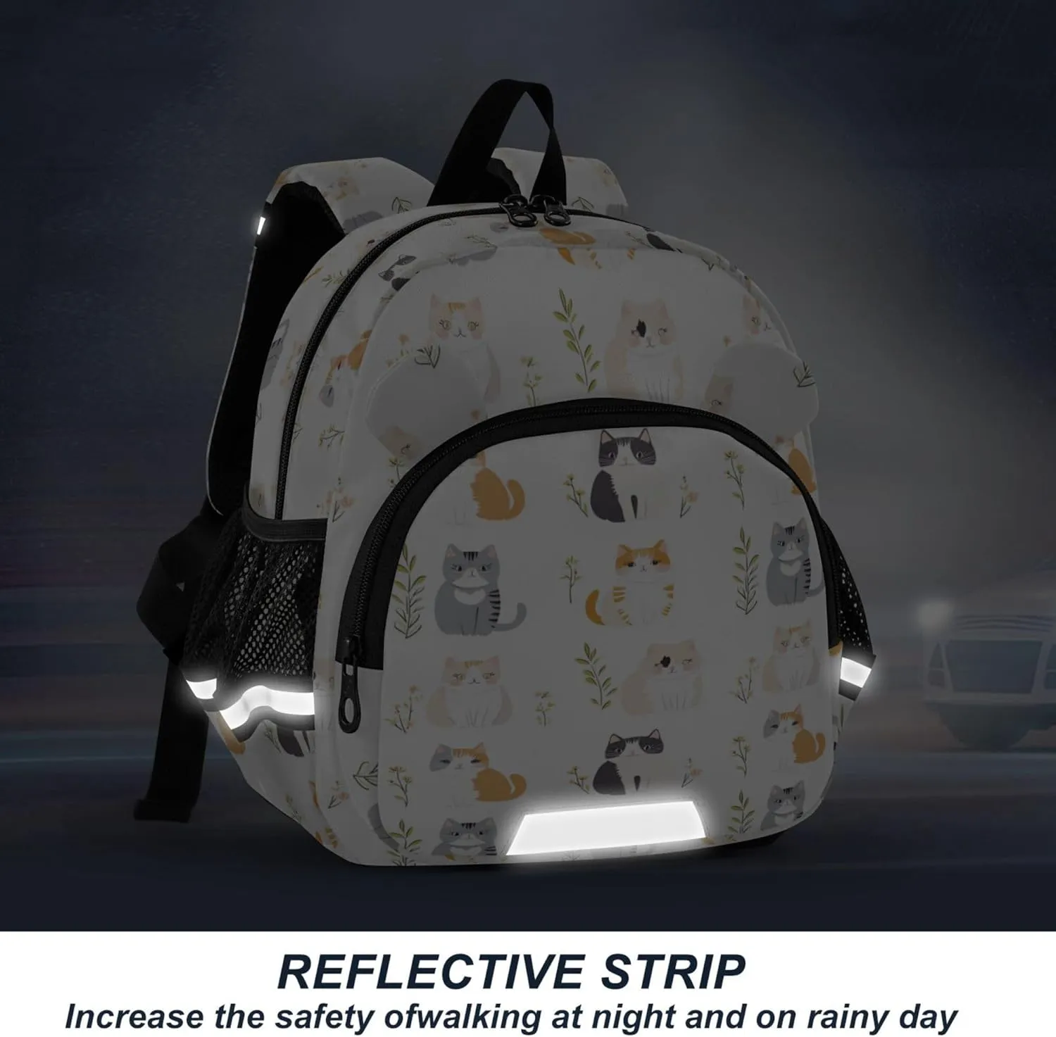 Cute Ears Cute Kid Backpack Leash Cool Girls Anti-Lost Personalized Daycare Bag For Toddle with Reflective Strip S Cute American Curl Cats White