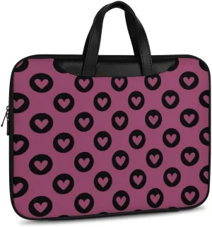 Cute Love Hearts Leather Bag Laptop Case Slim Water Resistant Computer Bags with Handle Briefcase for Work