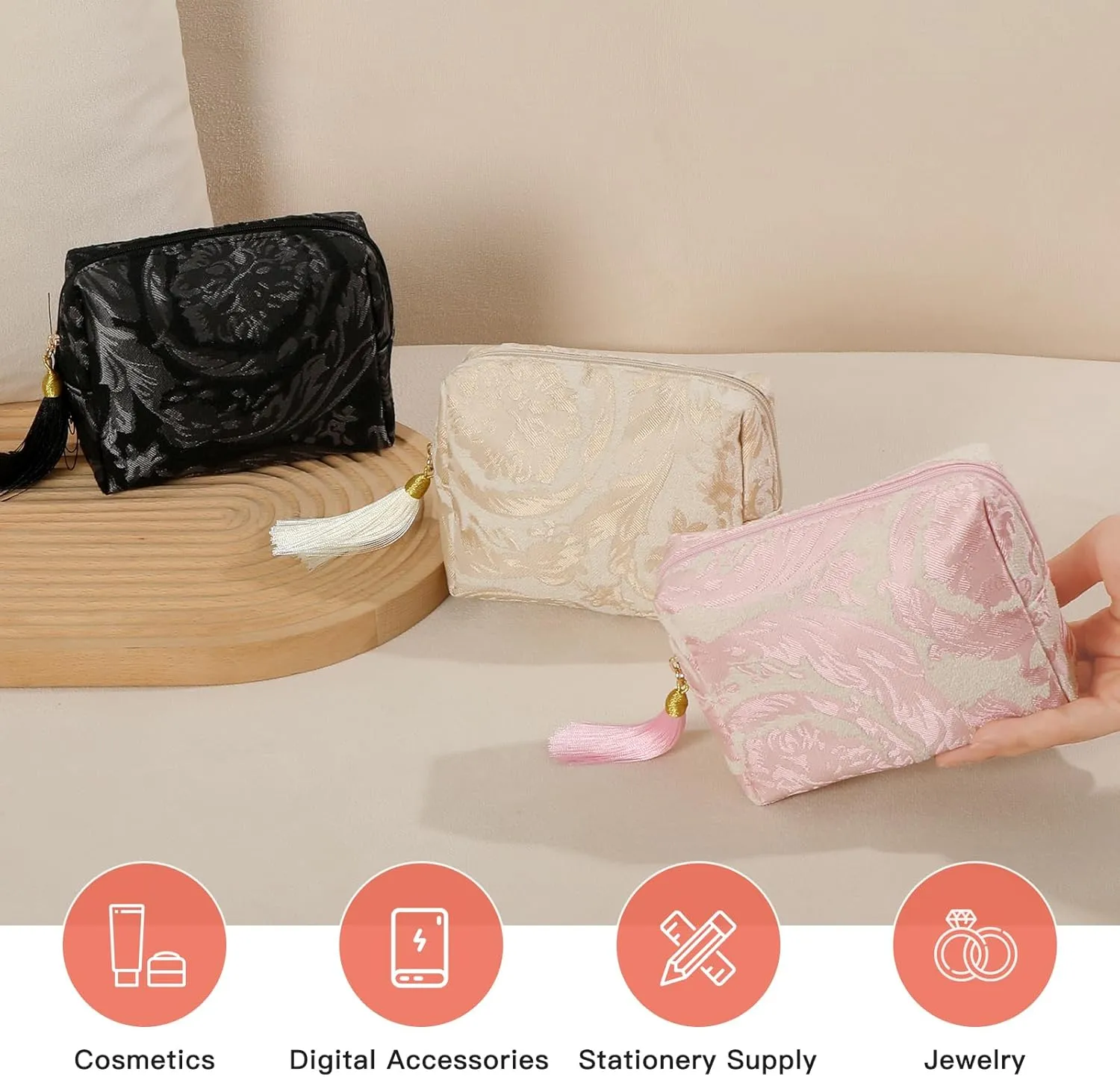 Cute Small Pouch, Makeup Cosmetic Bag,Make up Bag for Purse,Toiletry Zipper Pouch,Tech Bag,Electronic Organizer Travel Case,Storage Pouches for Organization
