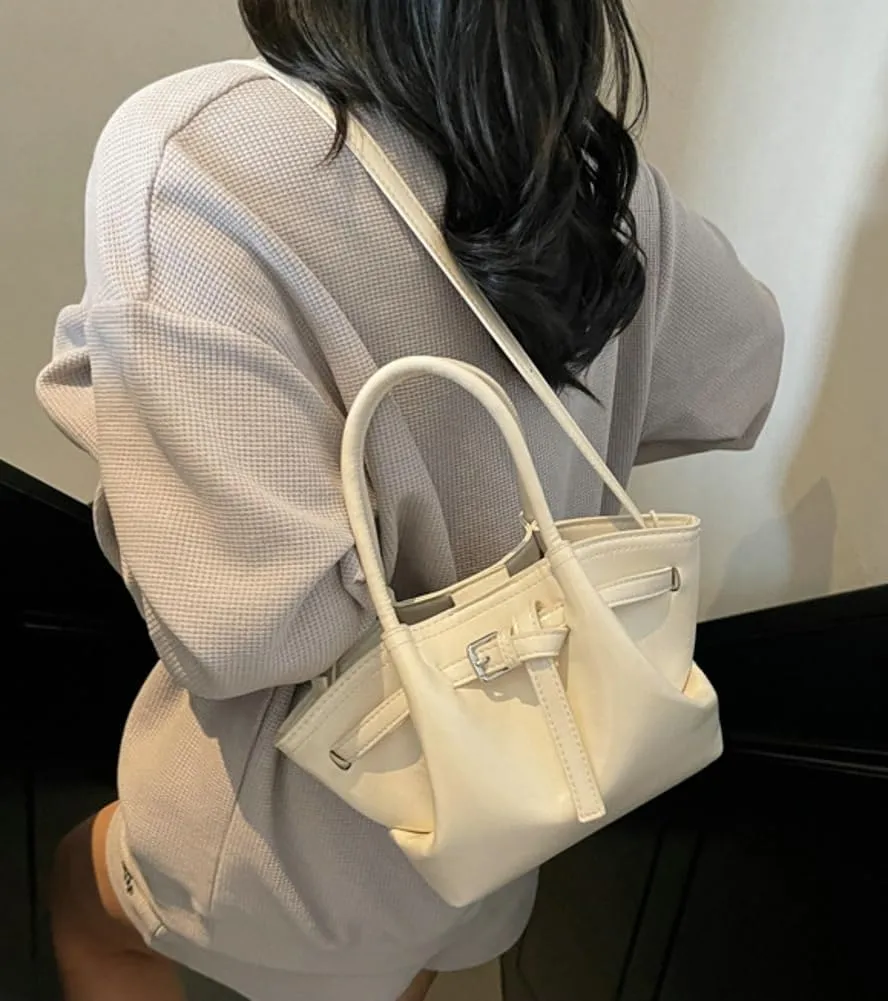 Cute Y2k Shoulder Bag for Women PU Leather Belted Hobo Bags Underarm Tote Handbag Mini Satchel Crossbody Purse 2025