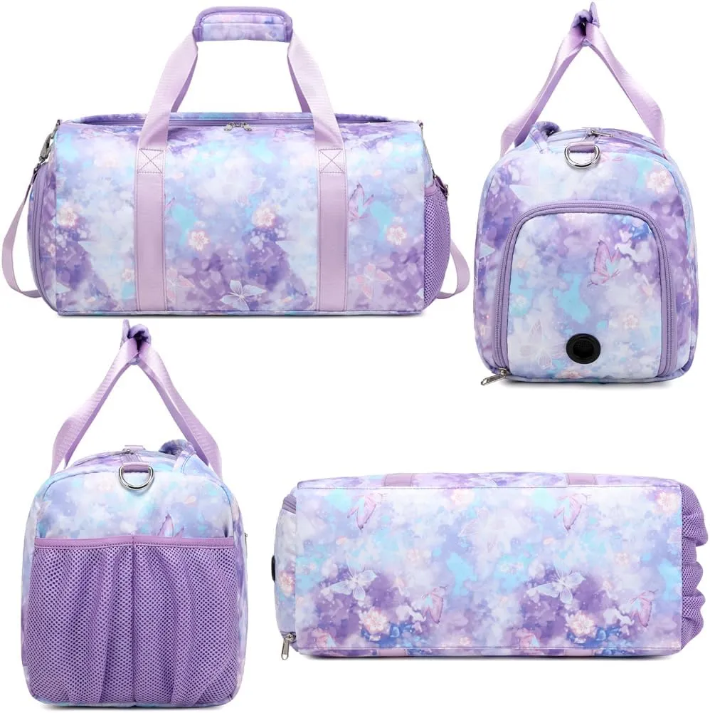 Dance Duffle Bag for Girls Sports Gym Bags with Wet Pocket Shoes Compartment Overnight Travel Duffel Bag for Girl Teens