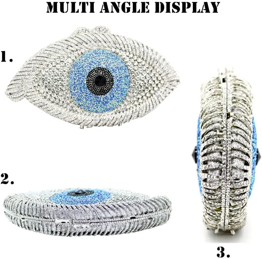 Diamond Purse Designer Evil Eye Bags Bridal Wedding Evening Bag For Women Black Rhinestone Prom Crystal Clutch