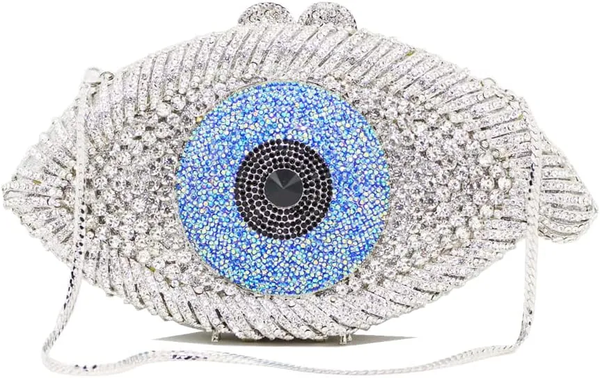 Diamond Purse Designer Evil Eye Bags Bridal Wedding Evening Bag For Women Black Rhinestone Prom Crystal Clutch